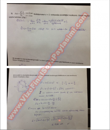 Matematik-1 Final Soruları Ve Cevapları-2012