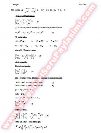 Diferansiyel Denklemler Yaz Okulu Vize Soruları Ve Cevapları-2009