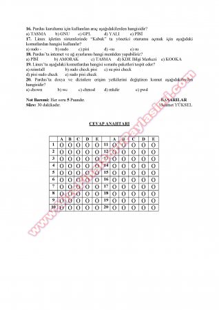 İşletim Sistemleri Dersi Vize Soruları