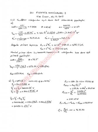 Elektrik Makinaları -1 Vize Soruları -2013