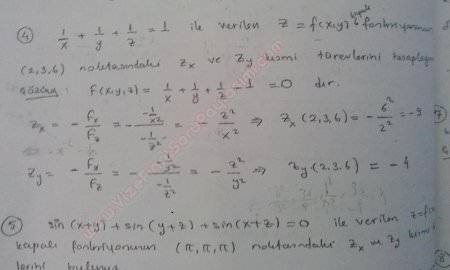 Matematik -2 Vize Soruları ve Cevapları - 2015