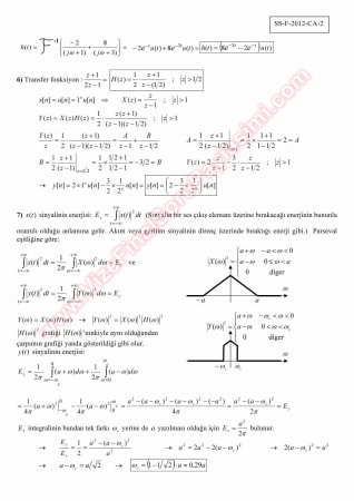 Sinyaller Ve Sistemler Final Soruları Ve Çözümleri - 2012