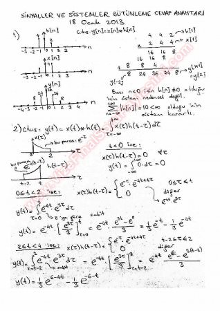 Sinyaller Ve Sistemler Bütünleme Soruları Ve Çözümleri - 2013