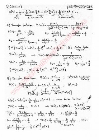 Sinyaller Ve Sistemler Bütünleme Soruları Ve Çözümleri - 2013