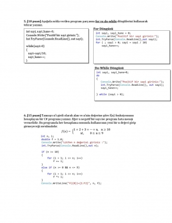 Algoritma ve Programlama Dersi Vize Soruları ve Cevapları