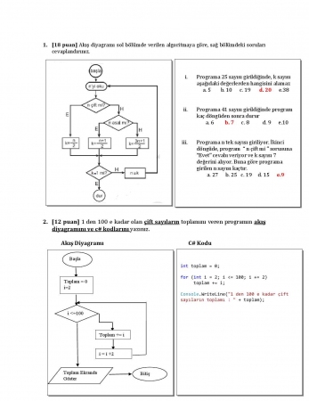 Algoritma ve Programlama Dersi Vize Soruları ve Cevapları