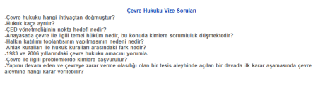 Çevre Hukuku Vize Soruları